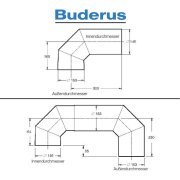 Buderus Abgasrohrbögen, 1. DN146, 2. DN153 2 mm, ohne Tür