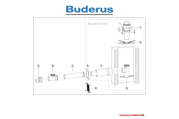 Buderus Bausatz Schacht . Kunststoff . raumluftabhängig . DN 125 . für GB125 mit 60 kW