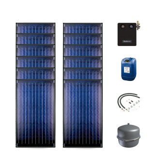 Buderus Solar-Paket Logaplus S97 für Trinkwasser / Trinkwasser u. Heizung 28,44 m², 12x Flachkollektor SKN4.0 senkrecht, Solarstation KS0120/2 HE mit Hocheffizienzpumpe, Solar Fluid, Anschluss-Set, Montage-Set Pfanne/Ziegel - 7739603261
