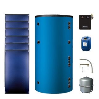 Buderus Solar-Paket Logaplus S92 blau, 15,30 m², 6x SKT1.0-s, HS1000, KS0110 SM200/2, Zubehör
