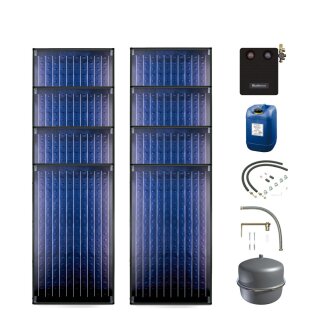 Buderus Solar-Paket Logaplus S97 für Trinkwasser / Trinkwasser u. Heizung 18,96 m², 8x Flachkollektor SKN4.0 senkrecht, Solarstation KS0110/2 HE mit Hocheffizienzpumpe, Solar Fluid, Anschluss-Set, Montage-Set Pfanne/Ziegel - 7739603257