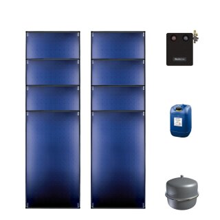 Buderus Solar-Paket Logaplus S98 für Trinkwasser / Trinkwasser u. Heizung 20,40 m², 8x Flachkollektor SKT1.0 senkrecht, Solarstation KS0110/2 HE mit Hocheffizienzpumpe, Solar Fluid - 7739603274