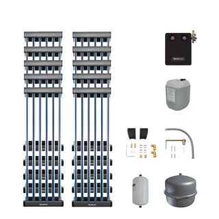 Buderus Solar-Paket Logaplus S108, 12,20 m², 10x SKR5 liegend, KS0110/2 HE, Zubehör, Flachdachmontage-Set