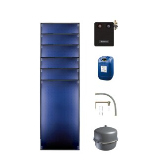 Buderus Solar-Paket Logaplus S98 für Trinkwasser / Trinkwasser u. Heizung 15,30 m², 6x Flachkollektor SKT1.0 senkrecht, Solarstation KS0110/2 HE mit Hocheffizienzpumpe, Solar Fluid - 7739603272