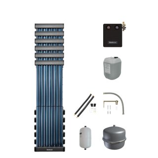 Buderus Solar-Paket Logaplus S100 für Trinkwasser / Trinkwasser u. Heizung 7,32 m², 6x Vakuumröhrenkollektor SKR10 CPC, Solarstation KS0110/2 HE mit Hocheffizienzpumpe, Solar Fluid, Anschluss-Set, Montage-Set Pfanne/Ziegel - 7739606396