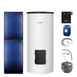 Buderus Solar-Paket Logaplus S86 weiß, 5,10 m², 2x SKT1.0-s, SM300, KS0110 SM100/2, Zubehör, Aufdachmontage-Set