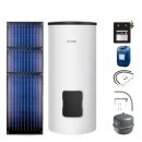 Buderus Solar-Paket Logaplus S2 für Trinkwasser 7,11 m² weiß, 3x Flachkollektor SKN4.0 senkrecht, WW-Speicher SM300, Solarstation KS0110 SC20/2 mit integr. Regelung, Solar Fluid, Anschluss-Set, Montage-Set Pfanne/Ziegel - 7739606277