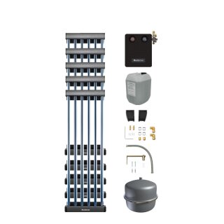 Buderus Solar-Paket Logaplus S108 für Trinkwasser / Trinkwasser u. Heizung 6,10 m², 5x Vakuumröhrenkollektor SKR5 liegend, Solarstation KS0110/2 HE mit Hocheffizienzpumpe, Solar Fluid, Anschluss-Set, Montage-Set Pfanne/Ziegel - 7739606403