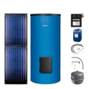 Buderus Solar-Paket Logaplus S2 für Trinkwasser 4,74 m² blau, 2x Flachkollektor SKN4.0 senkrecht, WW-Speicher SM300, Solarstation KS0110 SC20/2 mit integr. Regelung , Solar Fluid, Anschluss-Set, Montage-Set Pfanne/Ziegel - 7739606272