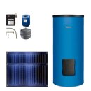Buderus Solar-Paket Logaplus S2 für Trinkwasser 4,74 m² blau, 2x Flachkollektor SKN4.0 waagerecht, WW-Speicher SM300, Solarstation KS0110 SC20/2 mit integr. Regelung, Solar Fluid - 7739607047