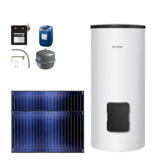 Buderus Solar-Paket Logaplus S2 für Trinkwasser 4,74 m² weiß, 2x Flachkollektor SKN4.0 waagerecht, WW-Speicher SM300, Solarstation KS0110 SC20/2 mit integr. Regelung, Solar Fluid - 7739607048