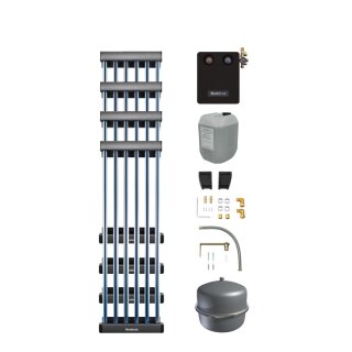 Buderus Solar-Paket Logaplus S108, 4,88 m², 4x SKR5 liegend, KS0110/2 HE, Zubehör, Flachdachmontage-Set