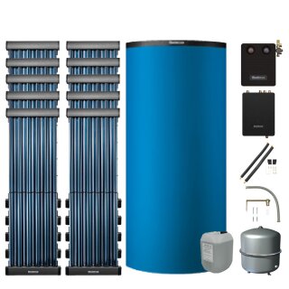 Buderus Solar-Paket Logaplus S83 blau, 12,20 m², 10x SKR10 CPC, PNR1000-C, FS/2, KS0110 SM200/2, Zubehör, Aufdachmontage-Set