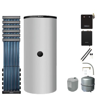 Buderus Solar-Paket Logaplus S83 silber, 7,32 m², 6x SKR10 CPC, PNR750-B, FS/2, KS0110 SM200/2, Zubehör, Aufdachmontage-Set