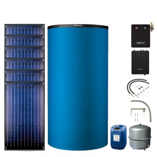 Buderus Solar-Paket Logaplus S77 blau, 14,22 m², 6x SKN4.0-s, PNR1000-C, FS/2, KS0110 SM200/2, Zubehör, Aufdachmontage-Set