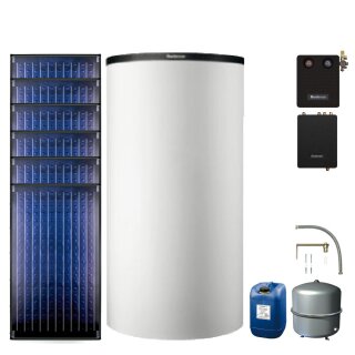 Buderus Solar-Paket Logaplus S77 weiß, 6x Flachkollektor SKN4.0 senkrecht 14,22 m², Pufferspeicher PNR1000-C, Frischwasserstation FS/2, Solarstation KS0110 SM200/2 mit integr. Solarmodul, Solar Fluid - 7739610788