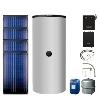 Buderus Solar-Paket Logaplus S77 silber, 9,48 m², 4x SKN4.0-s, PNR750-B, FS/2, KS0110 SM200/2, Zubehör, Aufdachmontage-Set