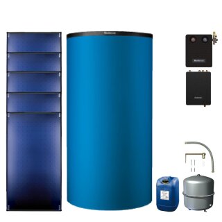 Buderus Solar-Paket Logaplus S94 blau, 12,75 m², 5x SKT1.0-s, PNR750-C, FS/2, KS0110 SM200/2, Zubehör
