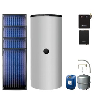 Buderus Solar-Paket Logaplus S77 silber, 9,48 m², 4x SKN4.0-s, PNR750-B, FS/2, KS0110 SM200/2, Zubehör