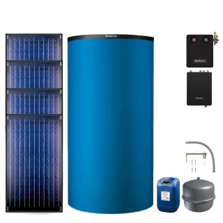 Buderus Solar-Paket Logaplus S77 blau, 9,48 m², 4x SKN4.0-s, PNR750-C, FS/2, KS0110 SM200/2, Zubehör