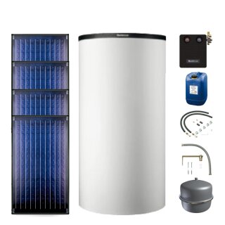 Buderus Solar-Paket Logaplus S75 weiß, 9,48 m², 4x SKN4.0-s, P750 S, KS0110 SM200/2, Zubehör, Aufdachmontage-Set