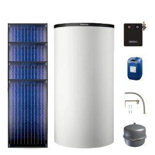 Buderus Solar-Paket Logaplus S75 weiß, 9,48 m², 4x SKN4.0-s, P750 S, KS0110 SM200/2, Zubehör