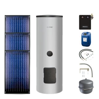 Buderus Solar-Paket Logaplus S69 silber, 7,11 m², 3x SKN4.0-s, SM400, KS0110 SM100/2, Zubehör, Aufdachmontage-Set