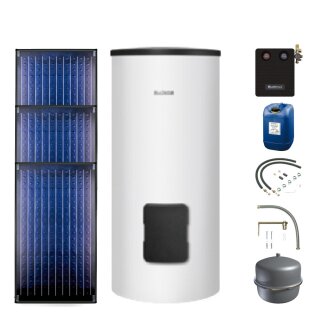 Buderus Solar-Paket Logaplus S69 weiß, 7,11 m², 3x SKN4.0-s, SM300, KS0110 SM100/2, Zubehör, Aufdachmontage-Set