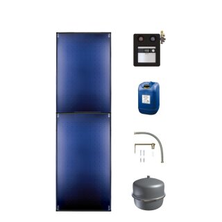 Buderus Solar-Paket Logaplus S95, 2x Flachkollektor SKT1.0 senkrecht 5,10 m², Solarstation KS0110 SC20/2 mit integr. Regelung, Solar Fluid - 7739609530