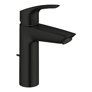 Grohe Einhebel-Waschtischmischer Eurosmart M-Size, schwarz pulverbeschichtet mit Zugstange und Ablaufgarnitur - 9325134