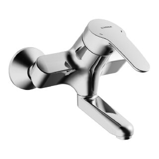 Hansa Einhebel Wand-Waschtischmischer Hansamix mit Schwenkauslauf, Ausladung: 160mm, chrom, ohne Ablaufgarnitur - 9317846