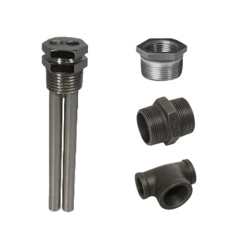Buderus Doppeltauchhülsen-Set für Pufferspeicher 50/80 l, 280 mm, Doppel-/Reduzierungsnippel, T-Stück - 7739625637
