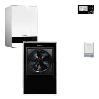 Buderus Luft-Wasser-Wärmepumpe Logatherm WLW196i-11 IR E reversibel für monoenergetischen Betrieb mit Inneneinheit & Wärmepumpe zum innen aufstellen, Funkmodul MX400, weiß - 7739612808