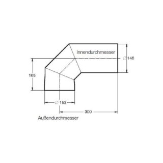 Buderus Abgasrohrbogen 146mm / 153mm x 2 90° Heizgas Kuppel waagerecht