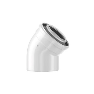Buderus Bogen konzentrisch DN80/125, 45 Grad, Stahl lackiert/PP-Kunststoff, max. 120°C - 7738112593