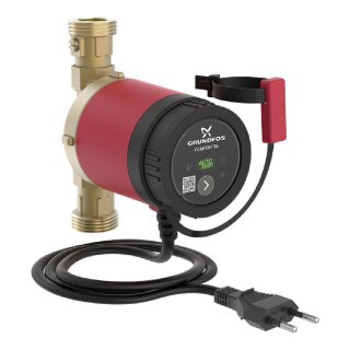 Grundfos COMFORT 15-14 BX TA, BL: 140mm, G1" Verschr., Messing, inkl. Absperr- u. Rückschlagventil, AUTOadapt-Funktion, Zirkulationspumpe - 7738331470