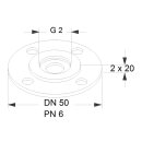 Grundfos Ausgleichsstücksatz A20 G2"xDN50, 2x20mm (H=20mm) PN6/10 aus Grauguss (GG) für Umwälzpumpen - 7738335399