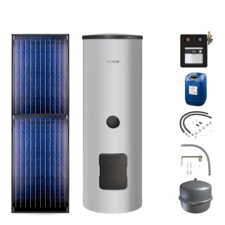 Buderus Solar-Paket Logaplus S105 silber, 4,74 m², 2x SKN4.0-s, ESM300, KS0110 SC20/2, Zubehör, Aufdachmontage-Set