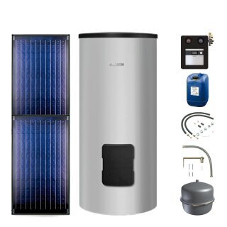 Buderus Solar-Paket Logaplus S2 silber, 4,74 m², 2x SKN4.0-s, SM300, KS0110 SC20/2, Zubehör, Aufdachmontage-Set
