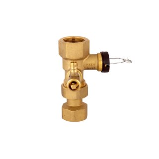 AFRISO Kappenventil G 3/4" x 3/4" mit Ablasshahn Nr. 77924 , 120°C, KVS 0,5 m / h³, Messing - 7738342117