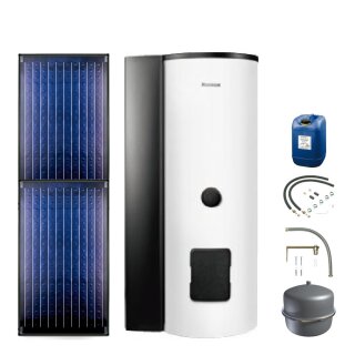 Buderus Solar-Paket Logaplus S70 weiß, 4,74 m², 2x SKN4.0-s, SMS310, KS0105T SM100, Zubehör, Aufdachmontage-Set