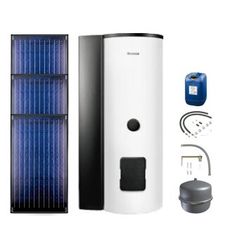 Buderus Solar-Paket Logaplus S70 weiß, 7,11 m², 3x SKN4.0-s, SMS310, KS0105T SM100, Zubehör, Aufdachmontage-Set