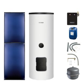Buderus Solar-Paket Logaplus S86 weiß, 5,10 m², 2x SKT1.0-s, SM310, KS0110 SM100/2, Zubehör, Aufdachmontage-Set