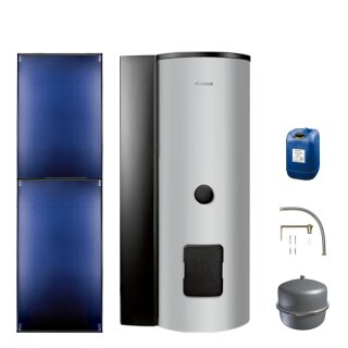 Buderus Solar-Paket Logaplus S88 silber, 2x Flachkollektor SKT1.0 senkrecht 5,10 m², WW-Speicher SMS310 mit integr. Solarstation KS0105T SM100 mit Solarmodul, Solar Fluid - 7739618404