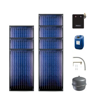 Buderus Solar-Paket Logaplus S97 für Trinkwasser / Trinkwasser u. Heizung 16,59 m², 7x Flachkollektor SKN4.0 senkrecht, Solarstation KS0110/2 HE mit Hocheffizienzpumpe, Solar Fluid - 7739619797