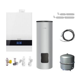 Buderus GB192i.2-35 kW Gas-Brennwert Paket Logaplus W50, Edelstahl-Warmwasserspeicher ESU300, Bedieneinheit BC400, 1 Heizkreis, weiß - 7739621182