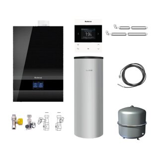 Buderus GB192i.2-15 kW Gas-Brennwert Paket Logaplus W50, Warmwasserspeicher SU200, Bedieneinheit BC400, Fernbedienung RC220, schwarz -7739621192