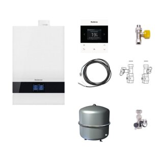 Buderus GB192i.2-15 kW Gas-Brennwert Paket Logaplus W50S, Bedieneinheit BC400, Fernbedienung RC220, 1 Heizkreis, weiß - 7739621206