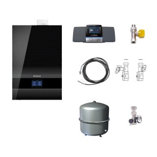 Buderus GB192i.2-15 kW Gas-Brennwert Paket Logaplus W54S, Bedieneinheit BC400, Regelung R5313, schwarz - 7739621216