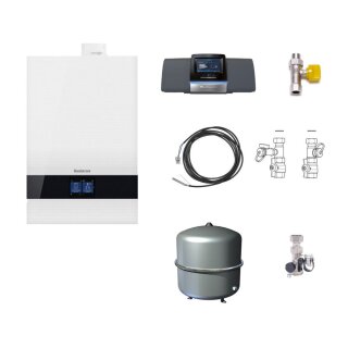 Buderus GB192i.2-15 kW Gas-Brennwert Paket Logaplus W54, Bedieneinheit BC400, Regelung R5313, weiß - 7739621272